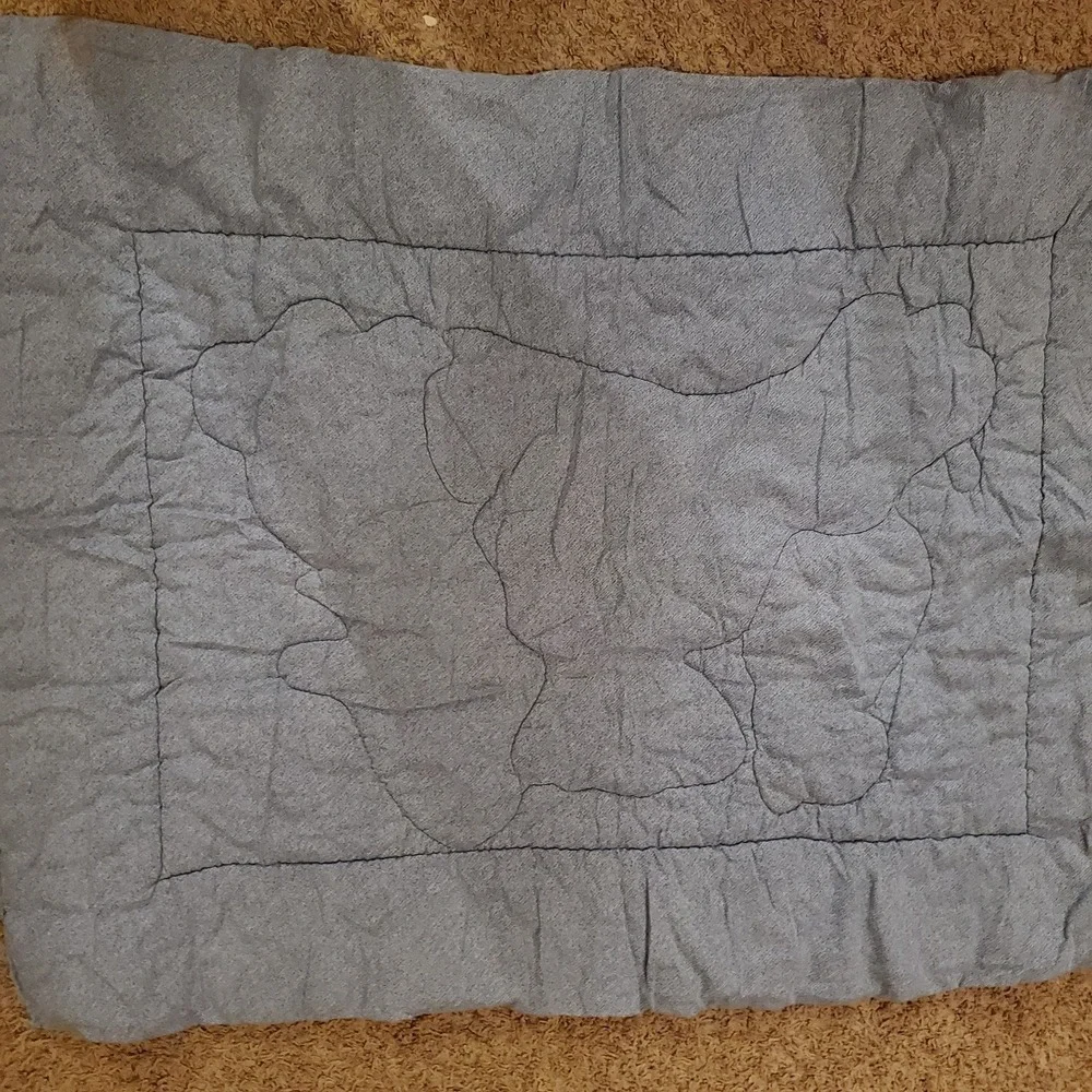 Quilted Blue Jean Teddy Bear Blocks Quilt Baby Blanket Wall Hanging‎ + Sheet
